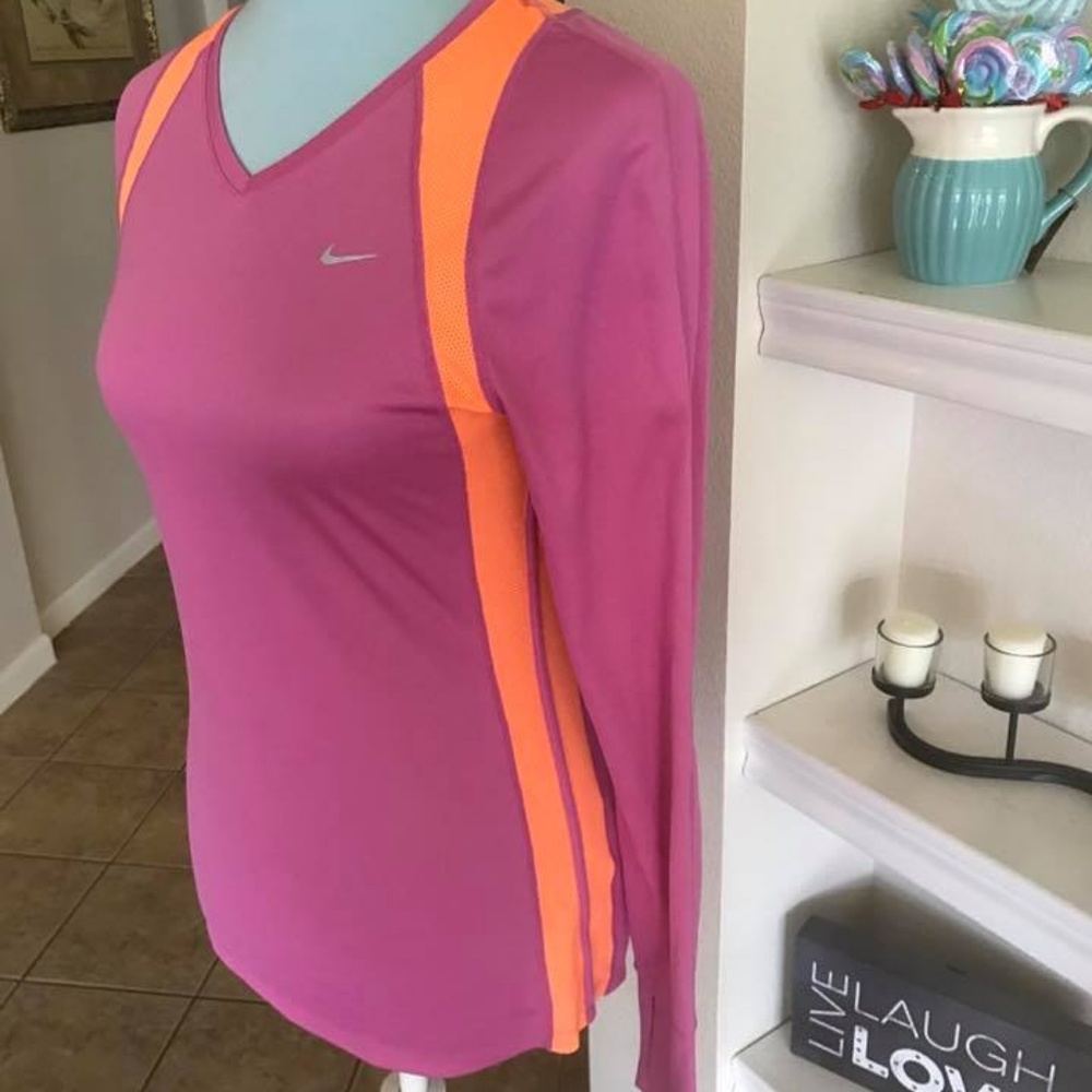 Nike running colorblock long sleeve top tee S - Picture 2 of 5